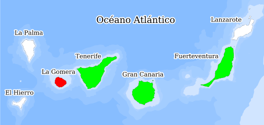 Distribución de la especie en el Banco de Datos de Biodiversidad de Canarias