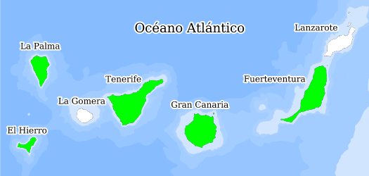 Distribución de la especie en el Banco de Datos de Biodiversidad de Canarias