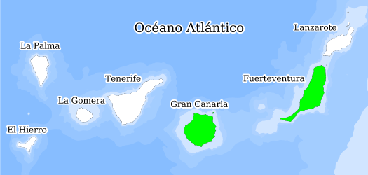 Distribución de la especie en el Banco de Datos de Biodiversidad de Canarias