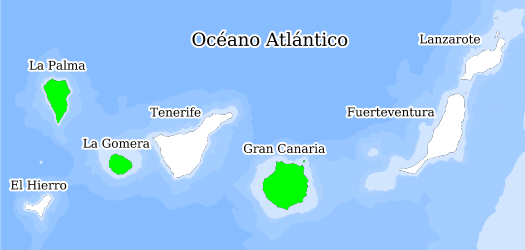 Distribución de la especie en el Banco de Datos de Biodiversidad de Canarias