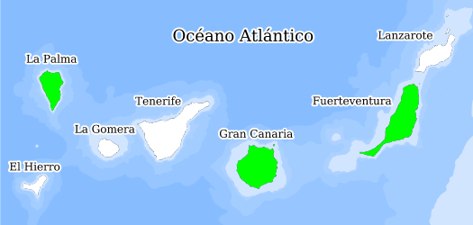 Distribución de la especie en el Banco de Datos de Biodiversidad de Canarias