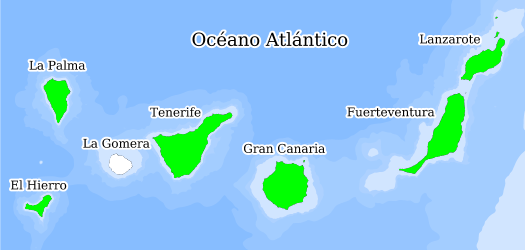 Distribución de la especie en el Banco de Datos de Biodiversidad de Canarias