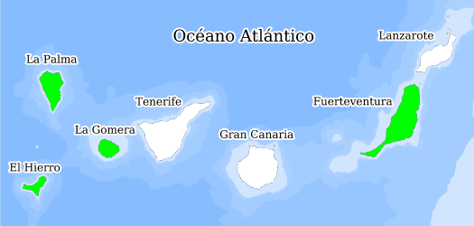 Distribución de la especie en el Banco de Datos de Biodiversidad de Canarias
