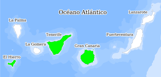 Distribución de la especie en el Banco de Datos de Biodiversidad de Canarias