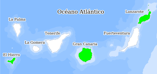 Distribución de la especie en el Banco de Datos de Biodiversidad de Canarias