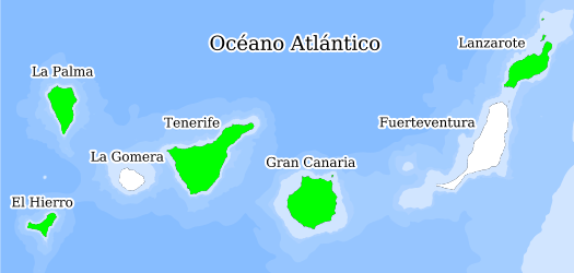 Distribución de la especie en el Banco de Datos de Biodiversidad de Canarias