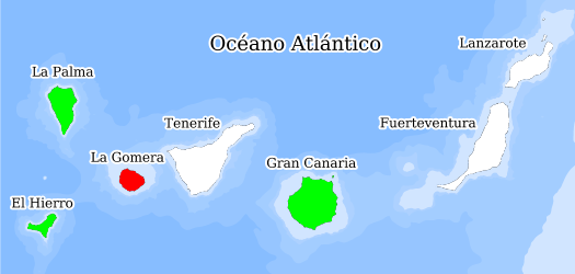 Distribución de la especie en el Banco de Datos de Biodiversidad de Canarias