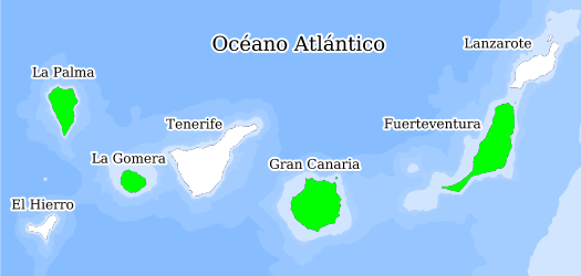 Distribución de la especie en el Banco de Datos de Biodiversidad de Canarias