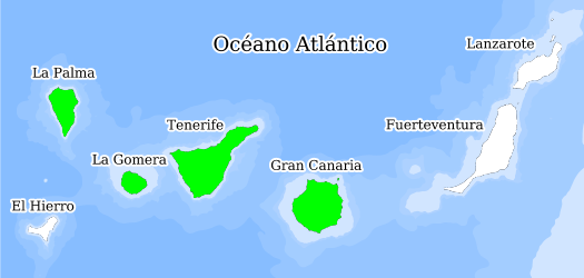 Distribución de la especie en el Banco de Datos de Biodiversidad de Canarias