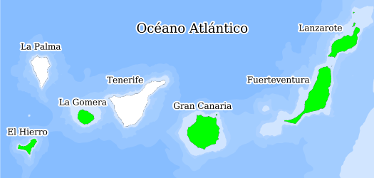 Distribution of the species in the Biodiversity Data Bank of the Canary Islands