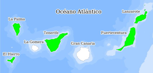 Distribución de la especie en el Banco de Datos de Biodiversidad de Canarias