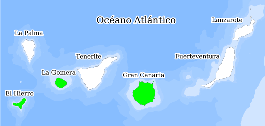 Distribución de la especie en el Banco de Datos de Biodiversidad de Canarias