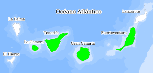 Distribución de la especie en el Banco de Datos de Biodiversidad de Canarias