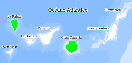 Distribución de la especie en el Banco de Datos de Biodiversidad de Canarias