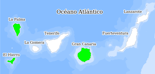 Distribución de la especie en el Banco de Datos de Biodiversidad de Canarias