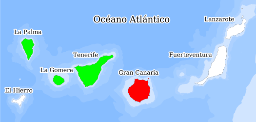 Distribución de la especie en el Banco de Datos de Biodiversidad de Canarias