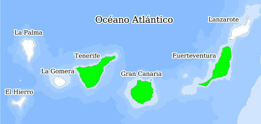 Distribución de la especie en el Banco de Datos de Biodiversidad de Canarias