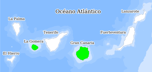 Distribución de la especie en el Banco de Datos de Biodiversidad de Canarias