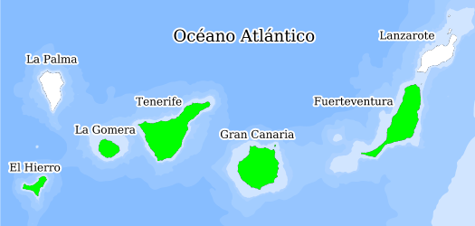 Distribución de la especie en el Banco de Datos de Biodiversidad de Canarias