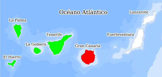 Distribución de la especie en el Banco de Datos de Biodiversidad de Canarias