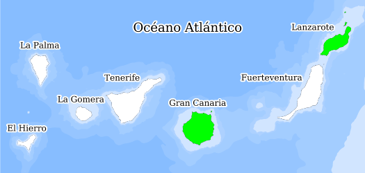 Distribución de la especie en el Banco de Datos de Biodiversidad de Canarias