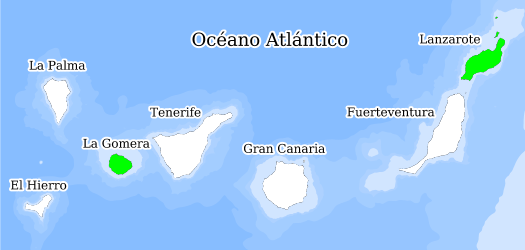 Distribución de la especie en el Banco de Datos de Biodiversidad de Canarias