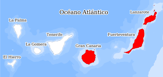 Distribución de la especie en el Banco de Datos de Biodiversidad de Canarias