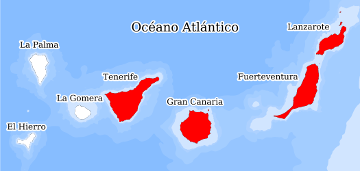 Distribution of the species in the Biodiversity Data Bank of the Canary Islands