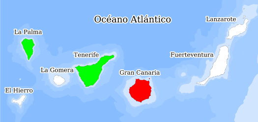 Distribución de la especie en el Banco de Datos de Biodiversidad de Canarias