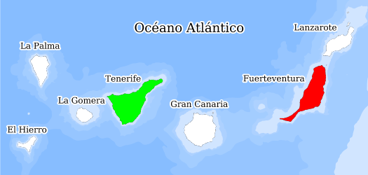 Distribución de la especie en el Banco de Datos de Biodiversidad de Canarias