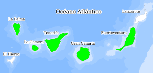 Distribución de la especie en el Banco de Datos de Biodiversidad de Canarias