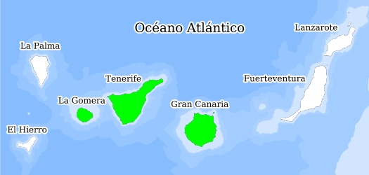 Distribución de la especie en el Banco de Datos de Biodiversidad de Canarias