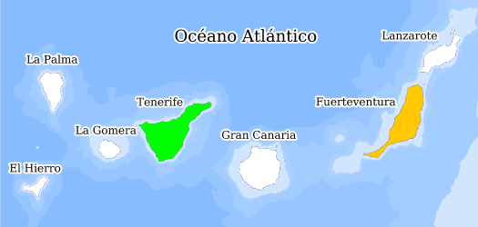 Distribución de la especie en el Banco de Datos de Biodiversidad de Canarias