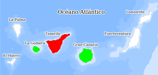 Distribución de la especie en el Banco de Datos de Biodiversidad de Canarias