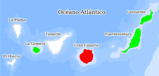 Distribución de la especie en el Banco de Datos de Biodiversidad de Canarias