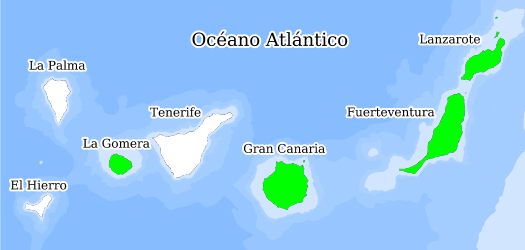 Distribución de la especie en el Banco de Datos de Biodiversidad de Canarias
