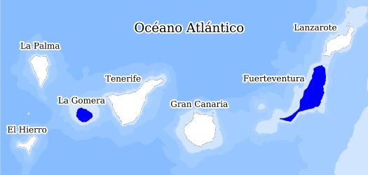 Distribución de la especie en el Banco de Datos de Biodiversidad de Canarias
