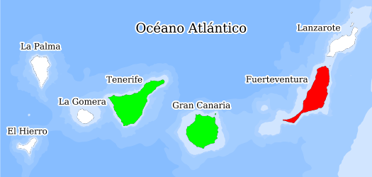 Distribución de la especie en el Banco de Datos de Biodiversidad de Canarias