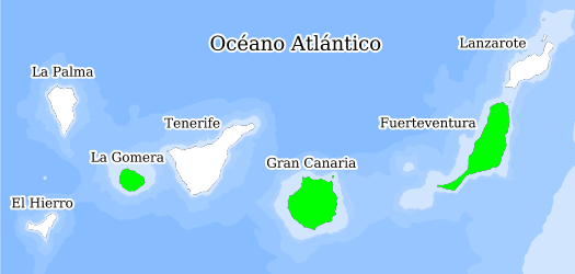 Distribución de la especie en el Banco de Datos de Biodiversidad de Canarias