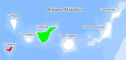 Distribución de la especie en el Banco de Datos de Biodiversidad de Canarias