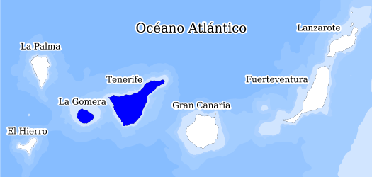 Distribución de la especie en el Banco de Datos de Biodiversidad de Canarias