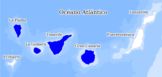 Distribución de la especie en el Banco de Datos de Biodiversidad de Canarias
