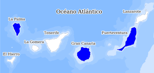 Distribución de la especie en el Banco de Datos de Biodiversidad de Canarias