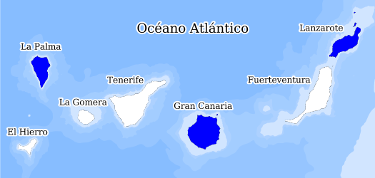 Distribución de la especie en el Banco de Datos de Biodiversidad de Canarias