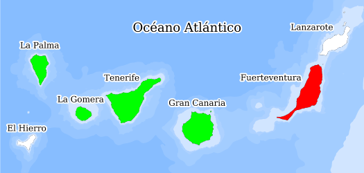 Distribución de la especie en el Banco de Datos de Biodiversidad de Canarias