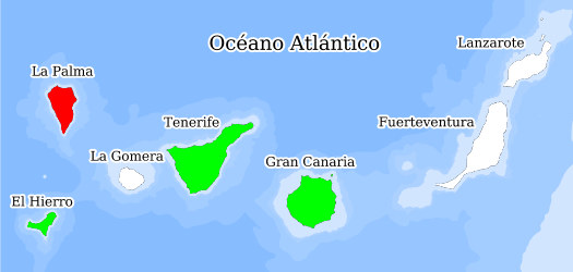 Distribución de la especie en el Banco de Datos de Biodiversidad de Canarias