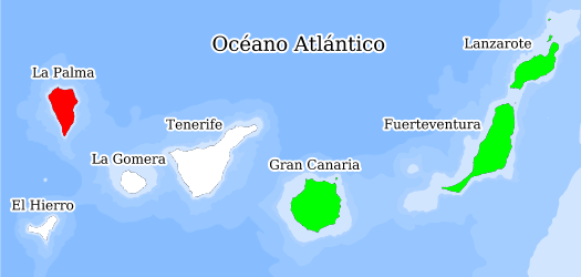 Distribución de la especie en el Banco de Datos de Biodiversidad de Canarias