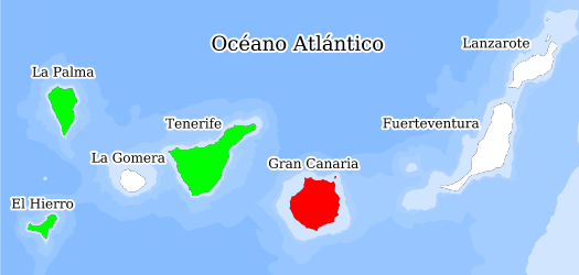 Distribución de la especie en el Banco de Datos de Biodiversidad de Canarias