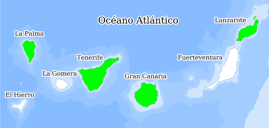 Distribución de la especie en el Banco de Datos de Biodiversidad de Canarias