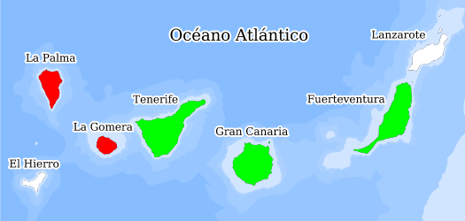 Distribución de la especie en el Banco de Datos de Biodiversidad de Canarias